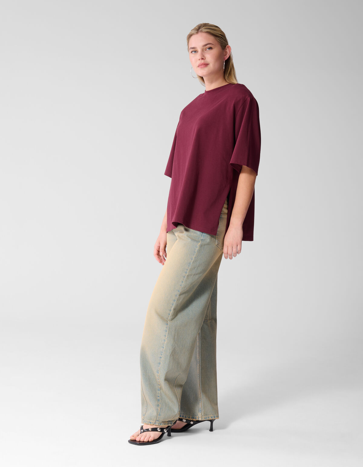 Split T-shirt Donkerrood