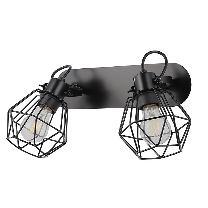 Réglette spot 2 lumières E27 15W GoodHome Smertrio noir mat L.33,5 x x H.21.8 cm