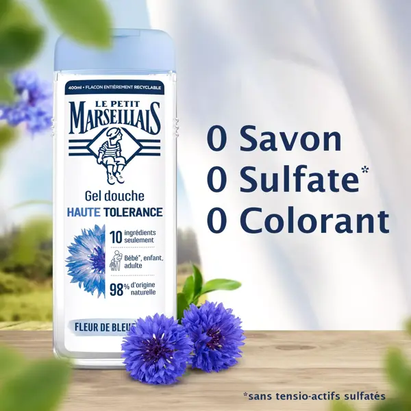 Le Petit Marseillais Douche Gel Haute Tolérance Fleur de Bleuet Bio 400ml
