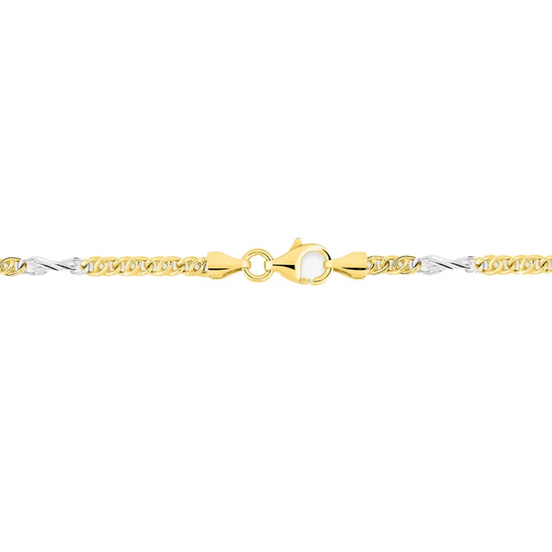 Bracelet Homme 18 cm - Fantaisie - Bicolore - Or 18 Carats - Largeur 3 mm