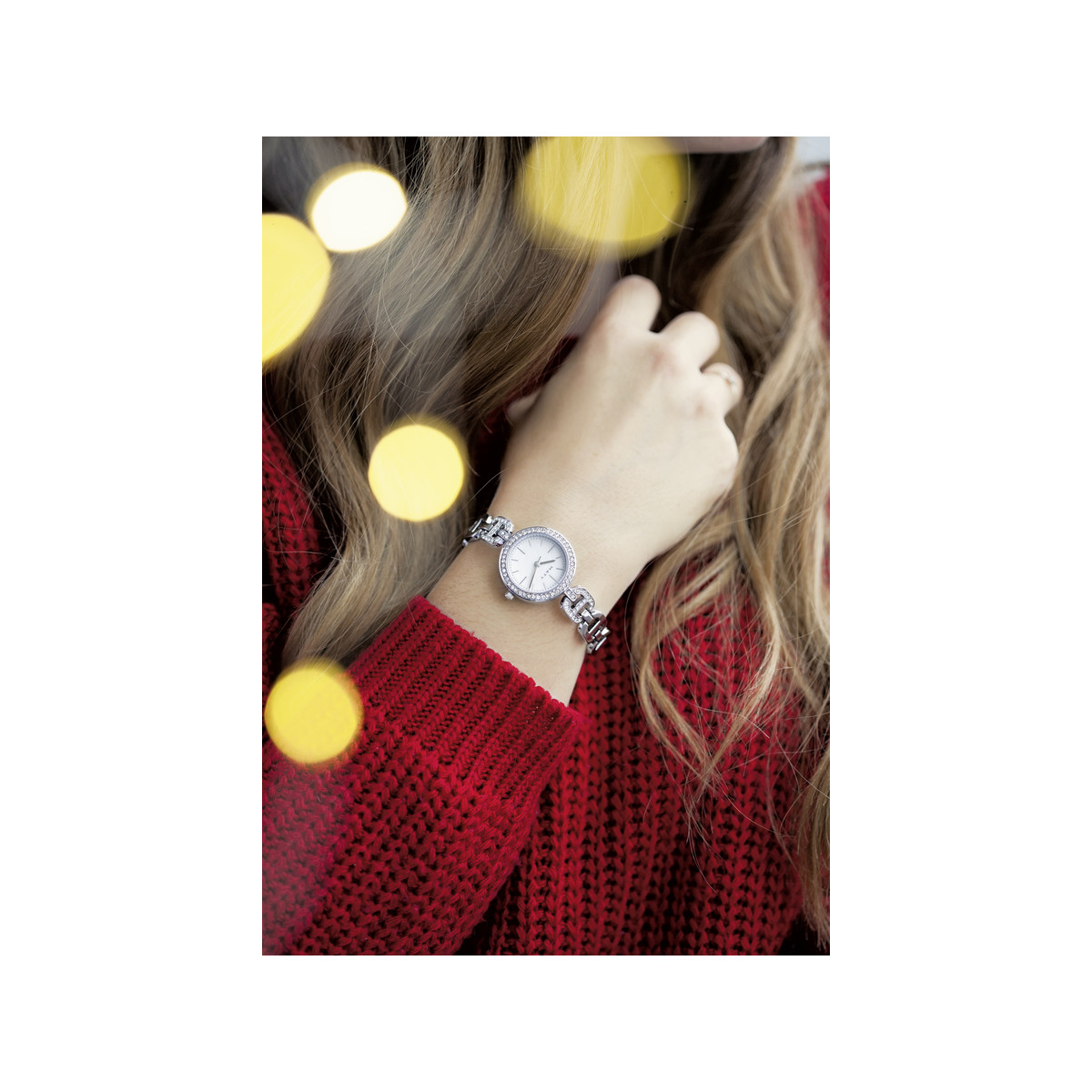 Montre femme chromée strass