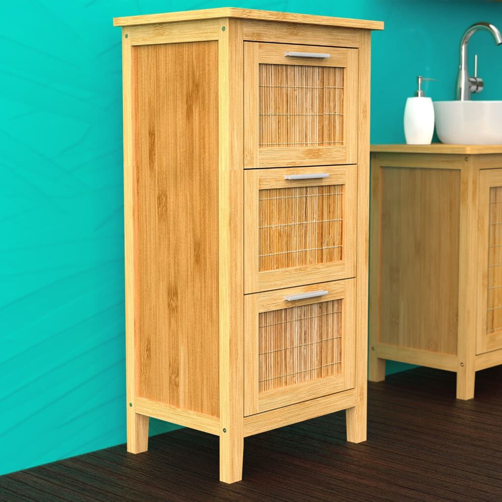 EISL Badkamerkast met 3 lades, Bamboe, 30x42x82 cm