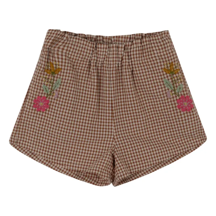 Babe & Tess Short Vichy Brodé | Argile