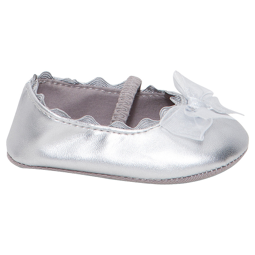 Babies argentées avec élastique et noeud en tulle