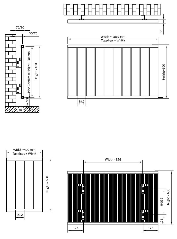 Eastbrook Kingswood paneelradiator 40x60cm 426W antraciet mat