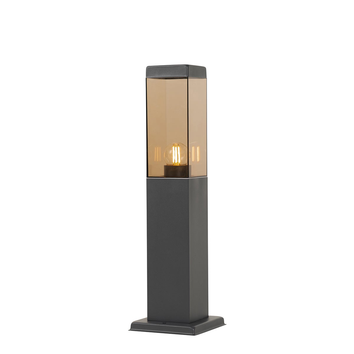 Moderne buitenlantaarnpaal, donkergrijs met rookeffect, 45 cm - Malios