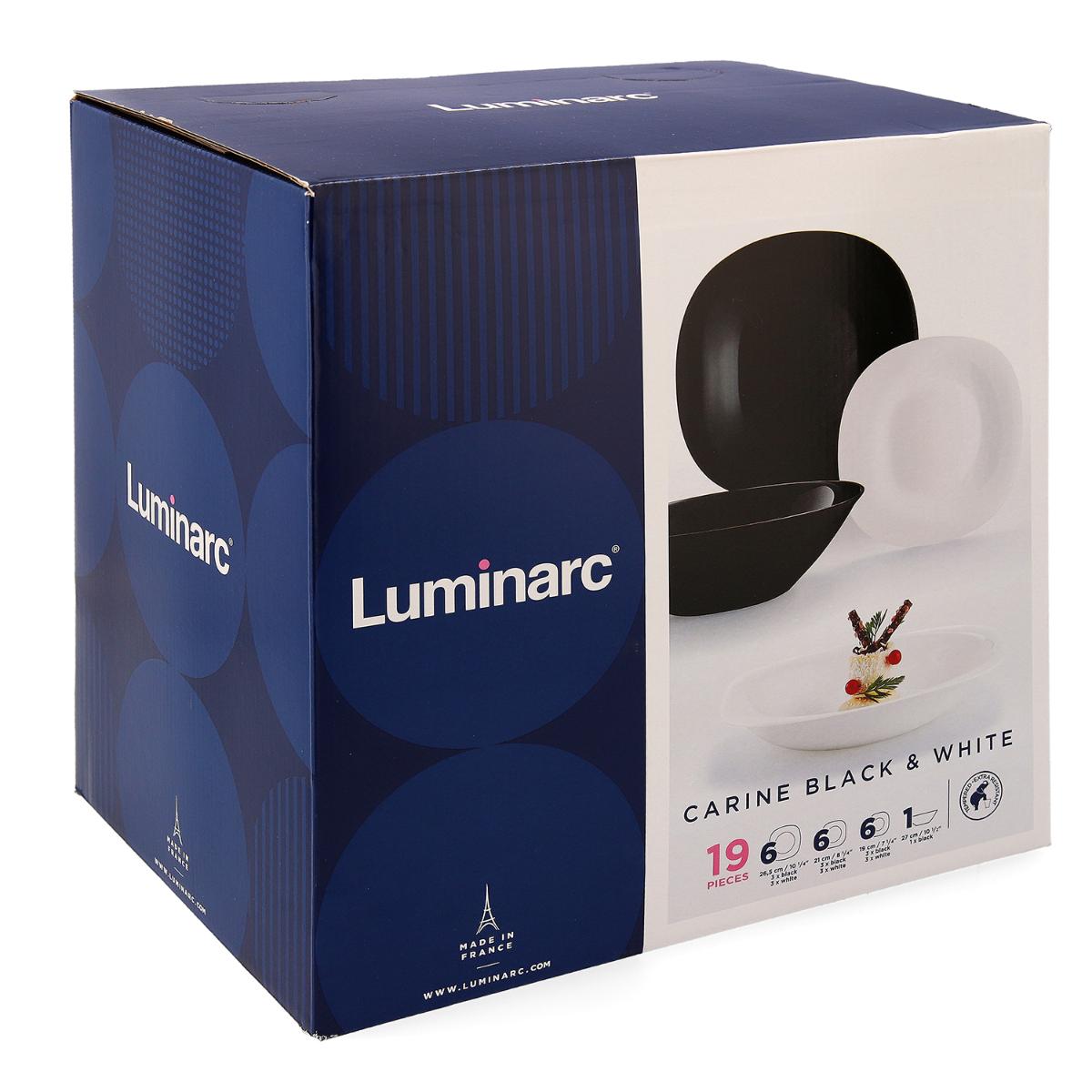 SERVIÇO DE LOIÇA CARINE LUMINARC BRANCO E PRETO 19 PEÇAS