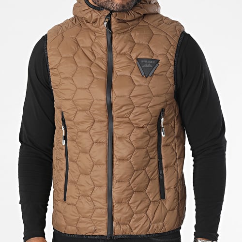 Doudoune Capuche Sans Manches Beige Foncé