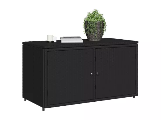 Armoire de rangement jardin noir 110x55x60,5 cm résine tressée