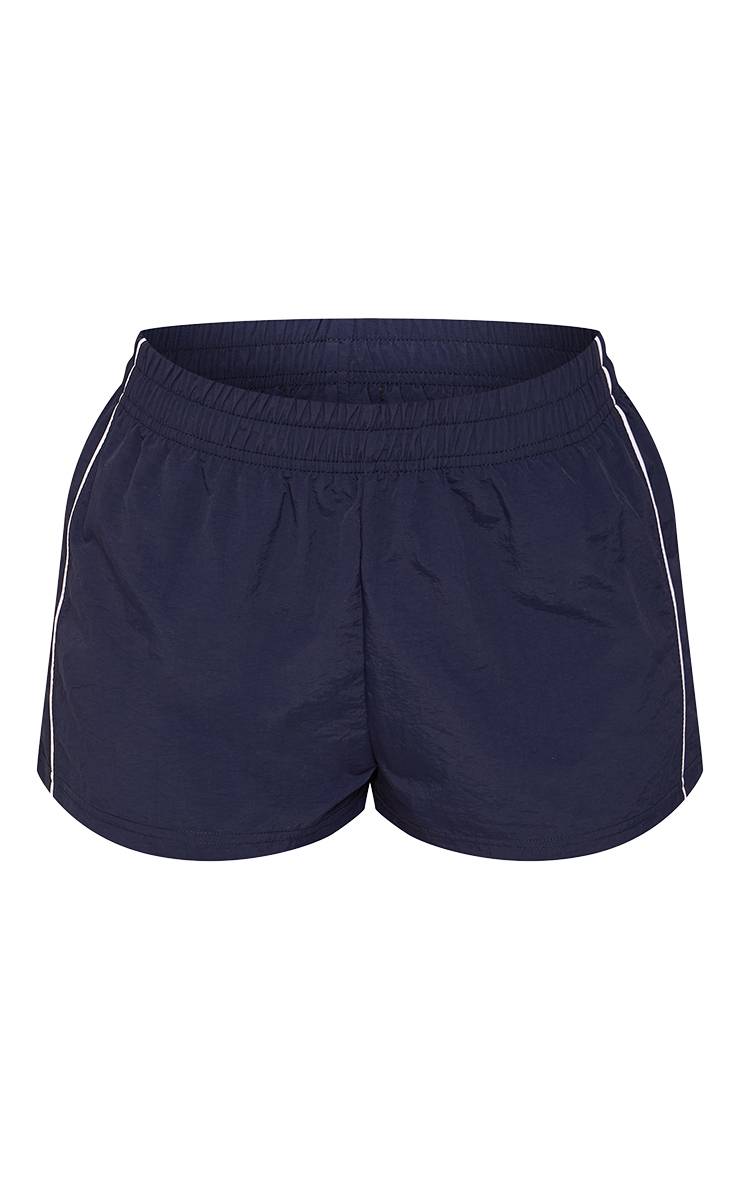 Bleu Marine Short Mini Taille Élastique En Tissu Technique Petite