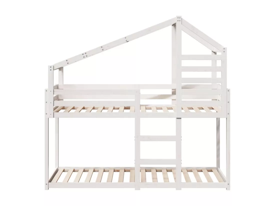 Lit superposé avec toit blanc 80x200 cm bois massif de pin