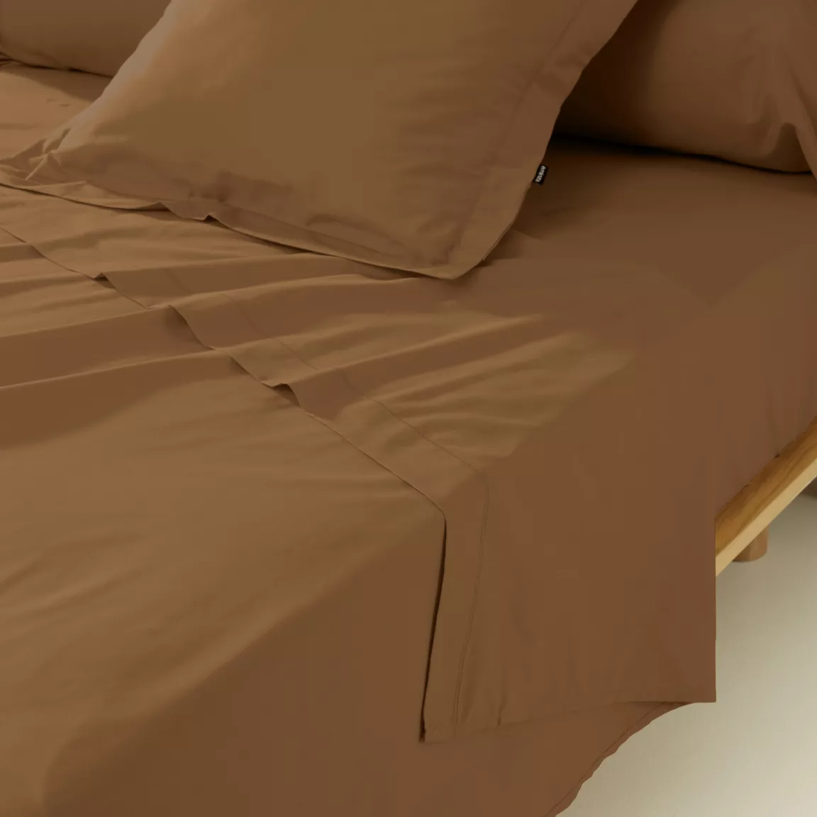 Drap plat percale de coton (180 x 290 cm) Cali Cappuccino