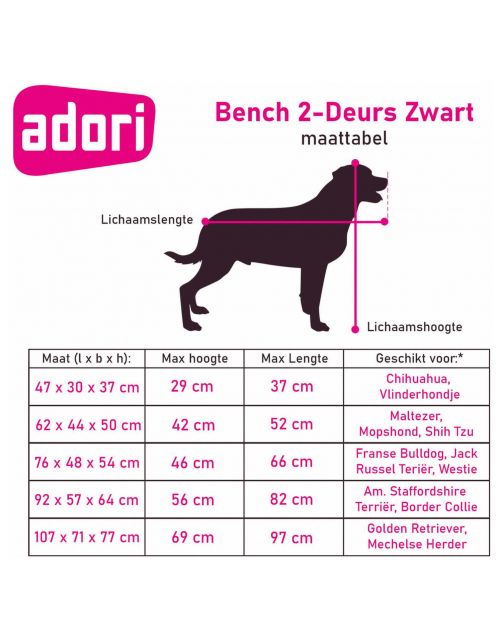 Adori Bench Zwart - Hondenbench