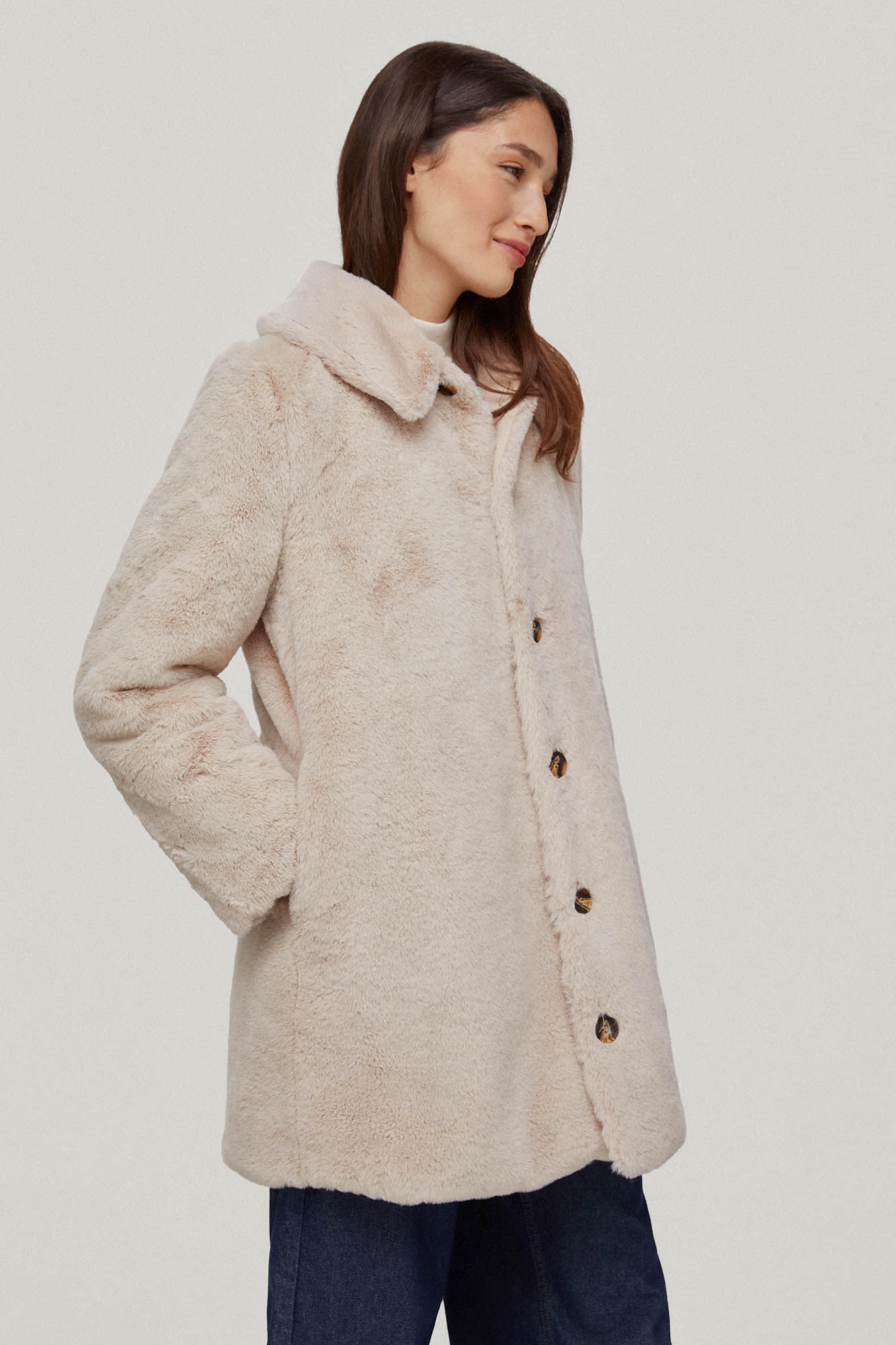 Parka reversível de pele - Bege