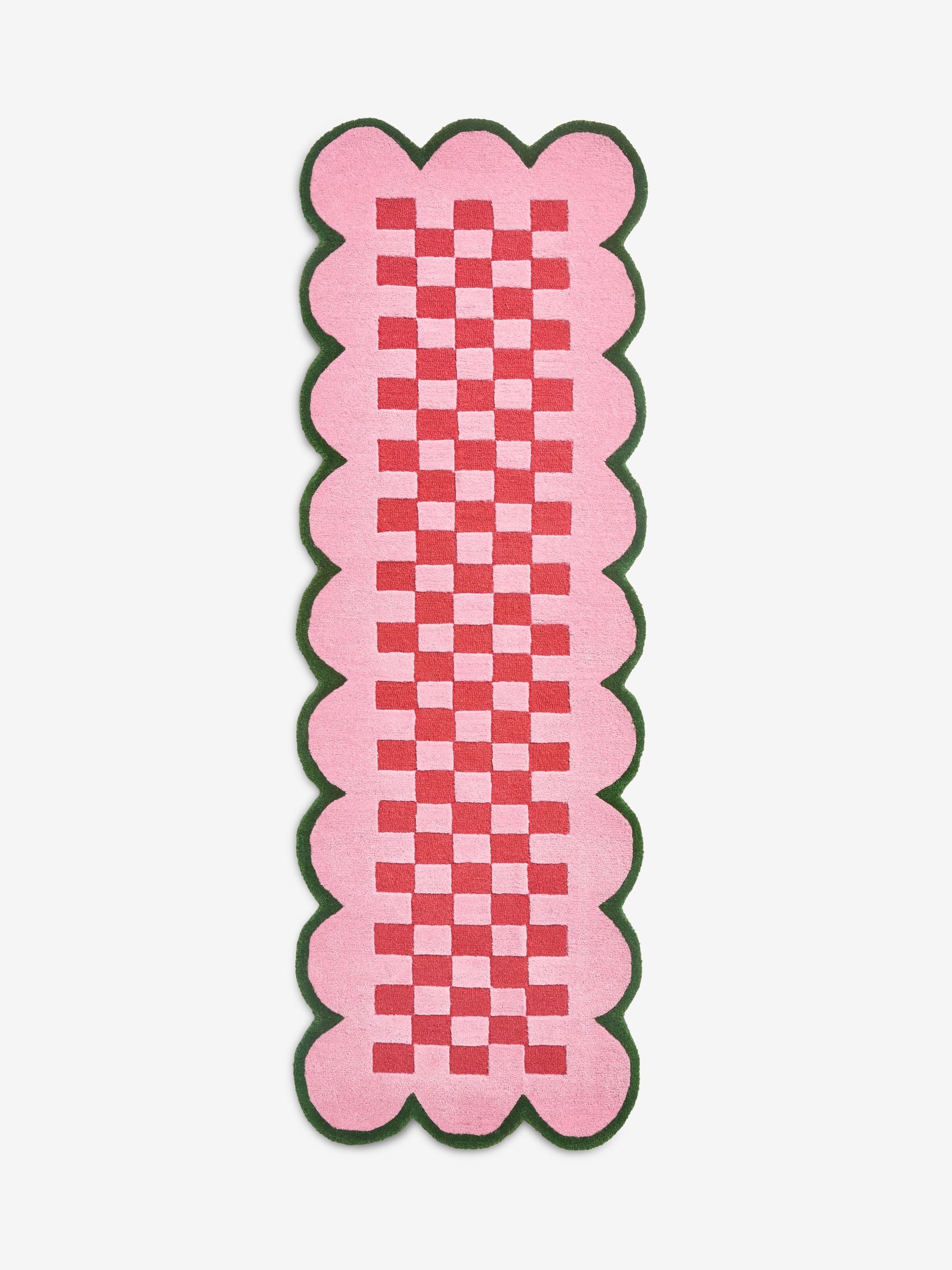 Eleanor Bowmer Scallop Checkerboard Wool Tufted Runner