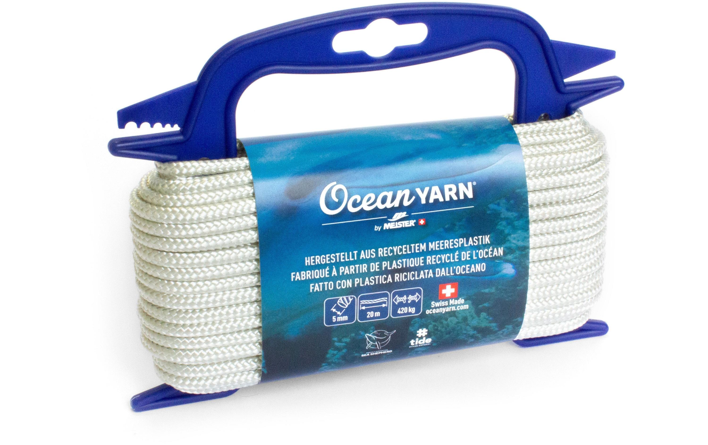 Seil OceanYarn Ø 5 mm, 20 m, 420 kg, WeissNormalgeflochtenes Seil aus recyceltem Kunststoff