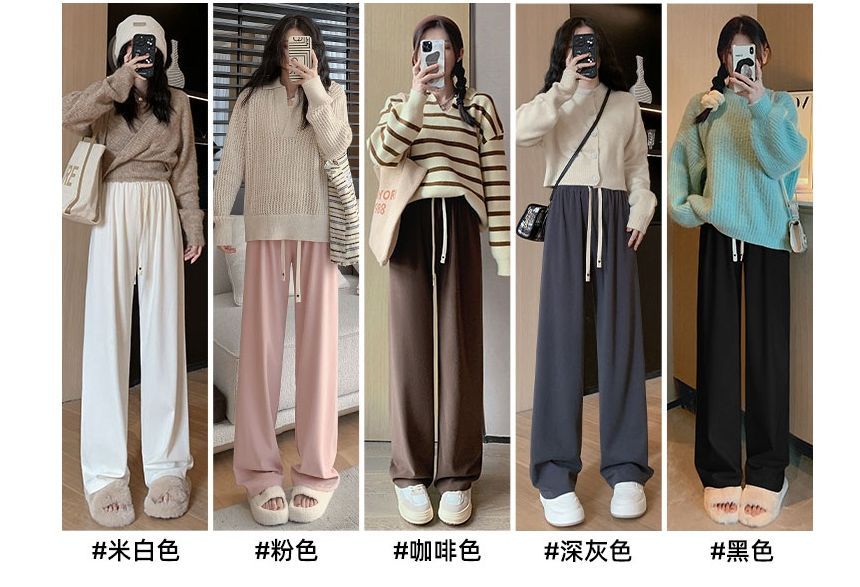 evanesce - Hartlogo Hoge taille Trekkoord Effen Wijde Pijpen Joggingbroek