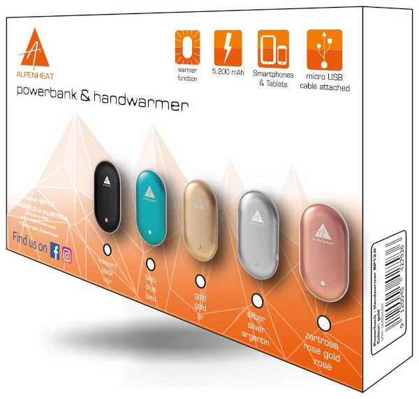Alpenheat Batterie externe et Chauffe-mains 2-en-1