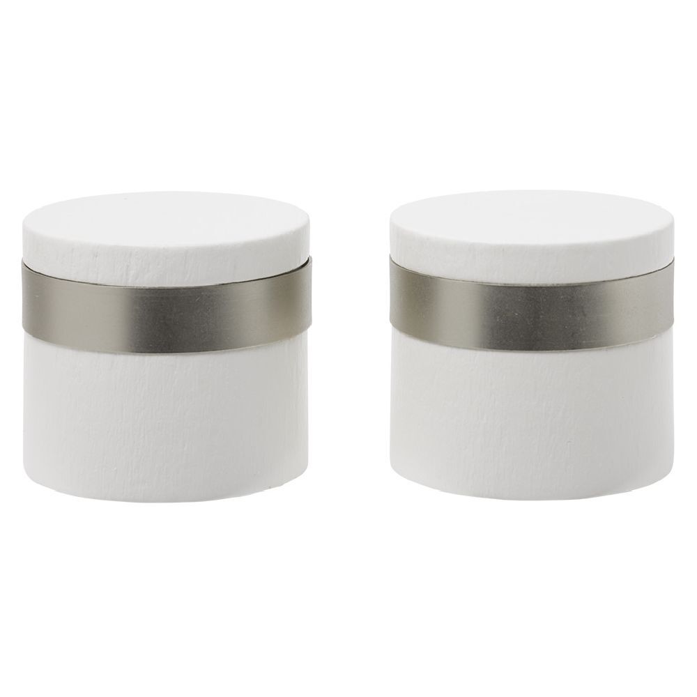 Embout de tringle en bois certifié FSC® Blanc bague métal Ø28 mm x2