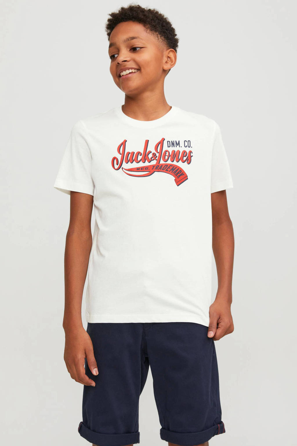 JACK & JONES T-shirt JJELOGO van katoen offwhite