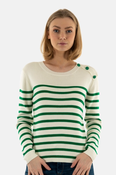 Pull léger la petite etoile camilia ecru/vert
