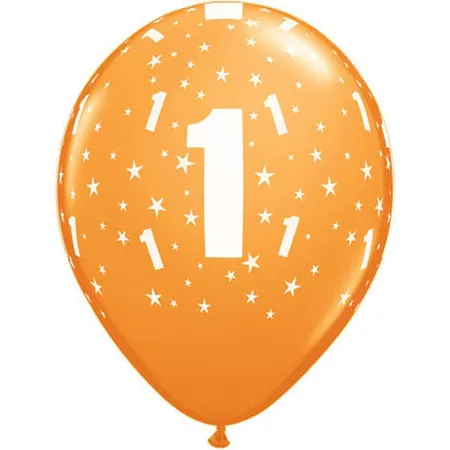 Qualatex Folienballon Zahl 1, 28 cm, farblich sortiert, 6 Stück