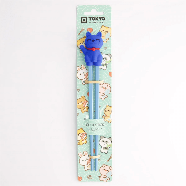 Tokyo Kinder Eetstokjes Gelukskat Blauw 22cm