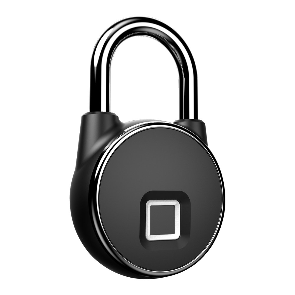 Fingerabdruck Bluetooth Vorhängeschloss für Schlüssellosen Betrieb mit Bügel (IP66) - Schwarz