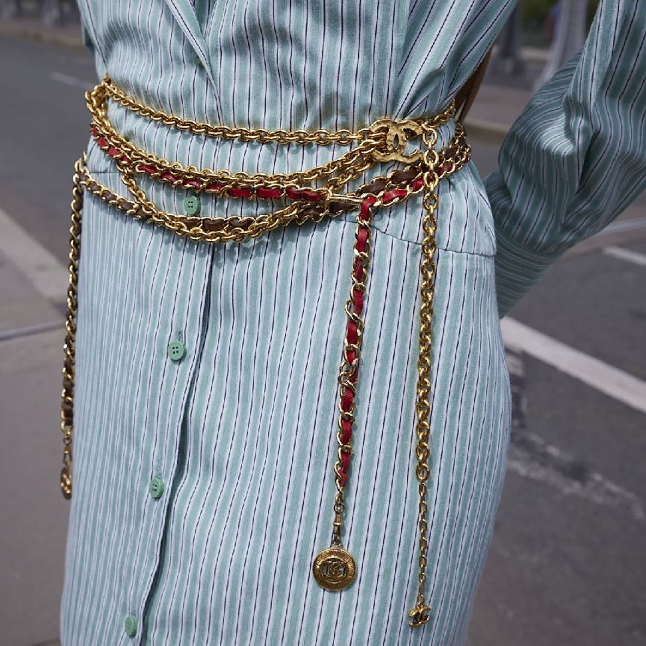 Chanel Ceinture en Laiton & Cuir bordeaux - Très bon état