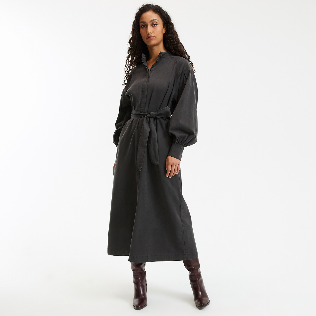 COLEÇÃO LA REDOUTE<br>Vestido longo e evasê, mangas compridas