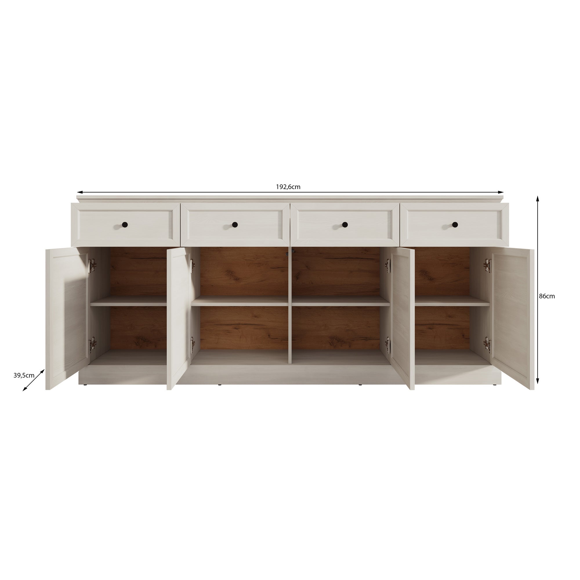 Leroy - Dressoir - Zwart - 193x40x86 cm