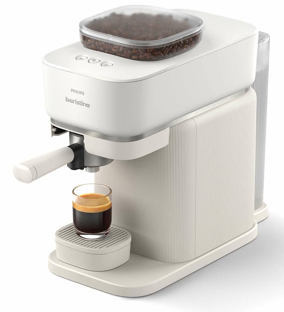 Baristina Espressomaschine + Milchaufschäumer - naturweiß