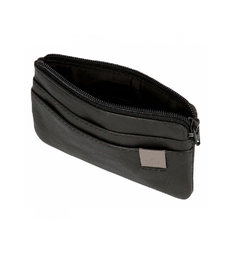Carteira Joumma Bags Adept Max preta com porta-cartões - 11x7x1,5cm -