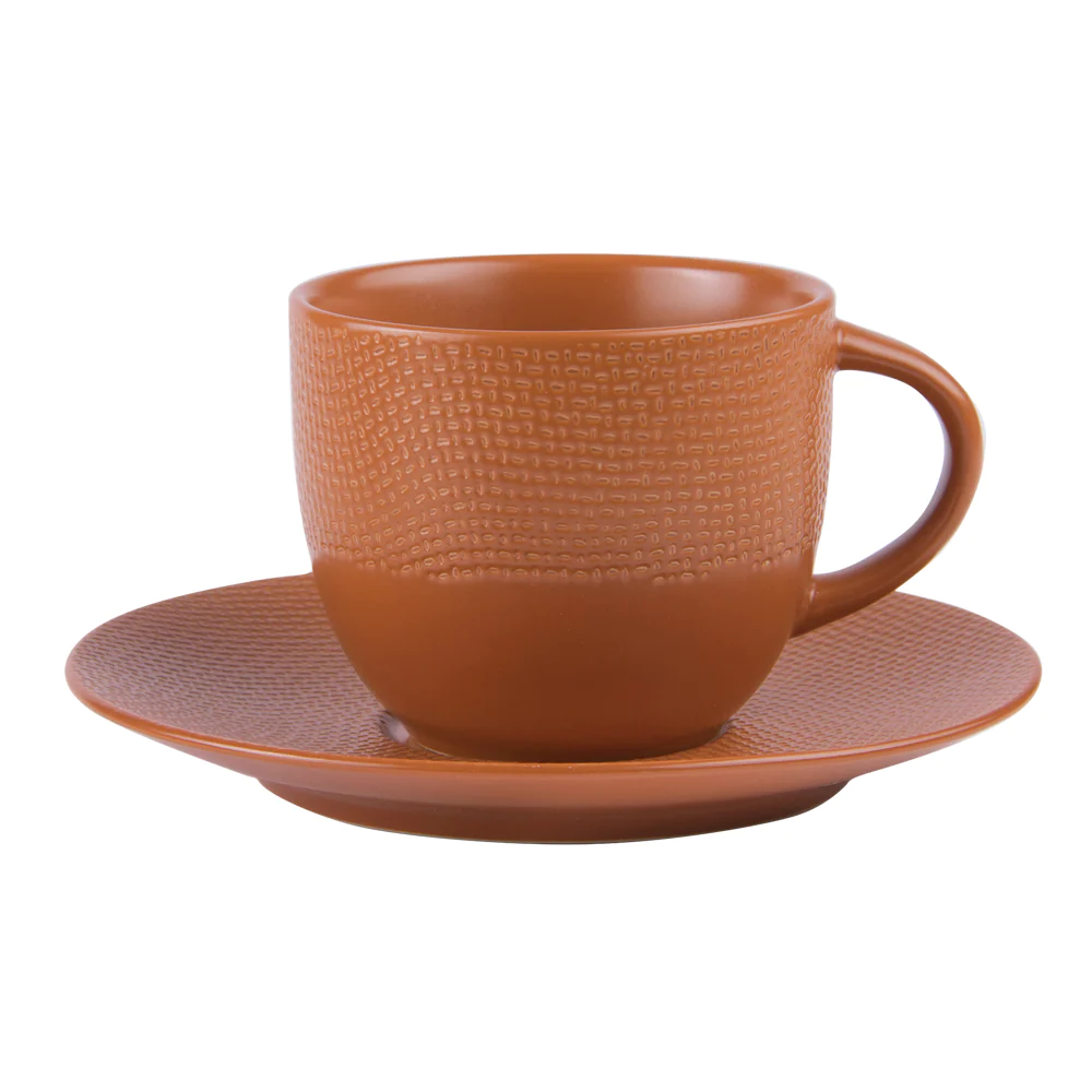 Tasse à thé et sous-tasse Vésuvio terra 22 cl (lot de 6) Table passion