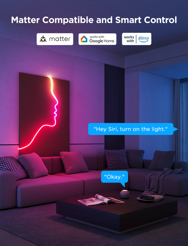 Govee - 3M Neon Preinstalled Strip Light i strålende hvid