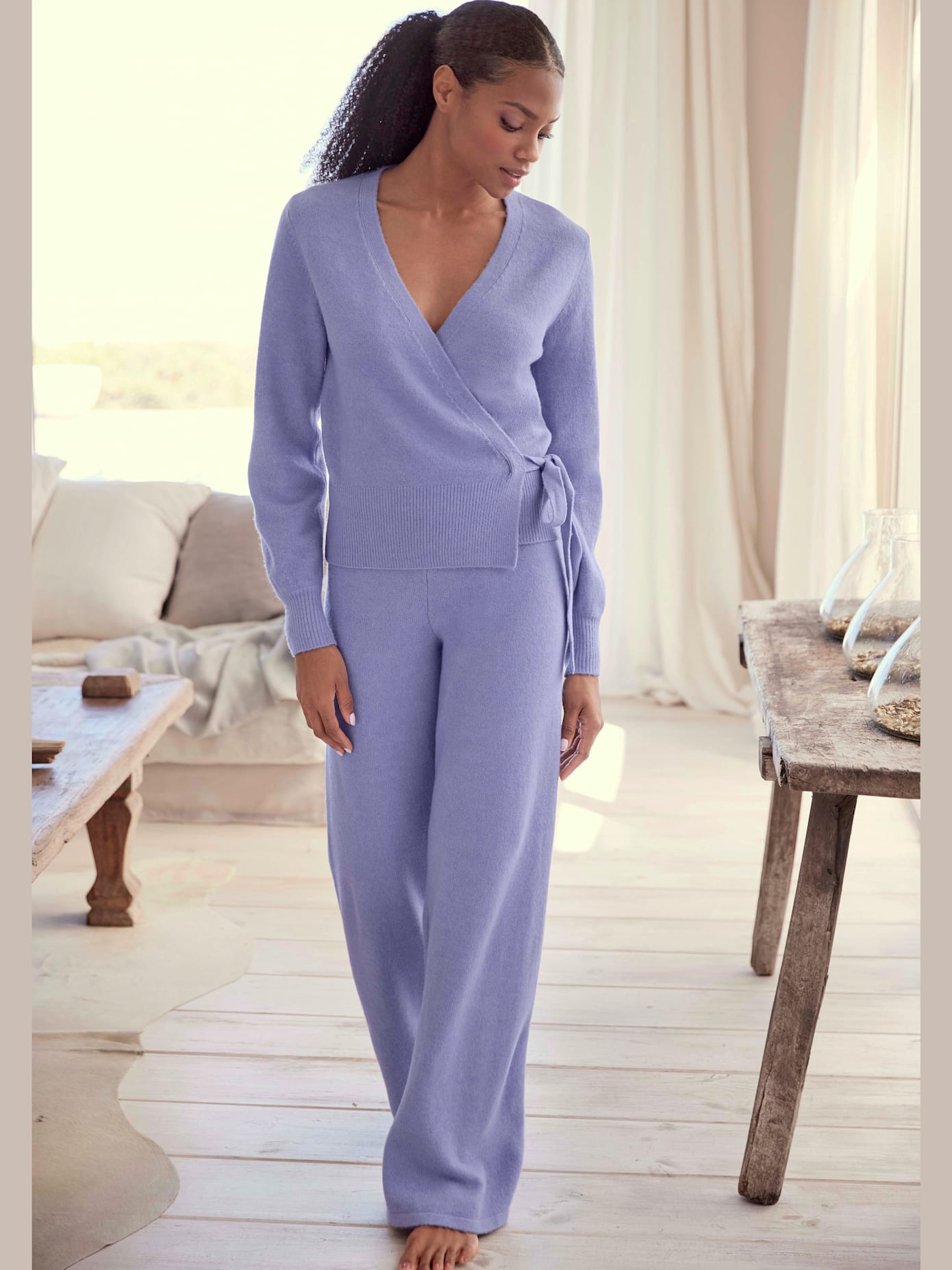 Veste cache-cœur en tricot veste en tricot douce à nouer