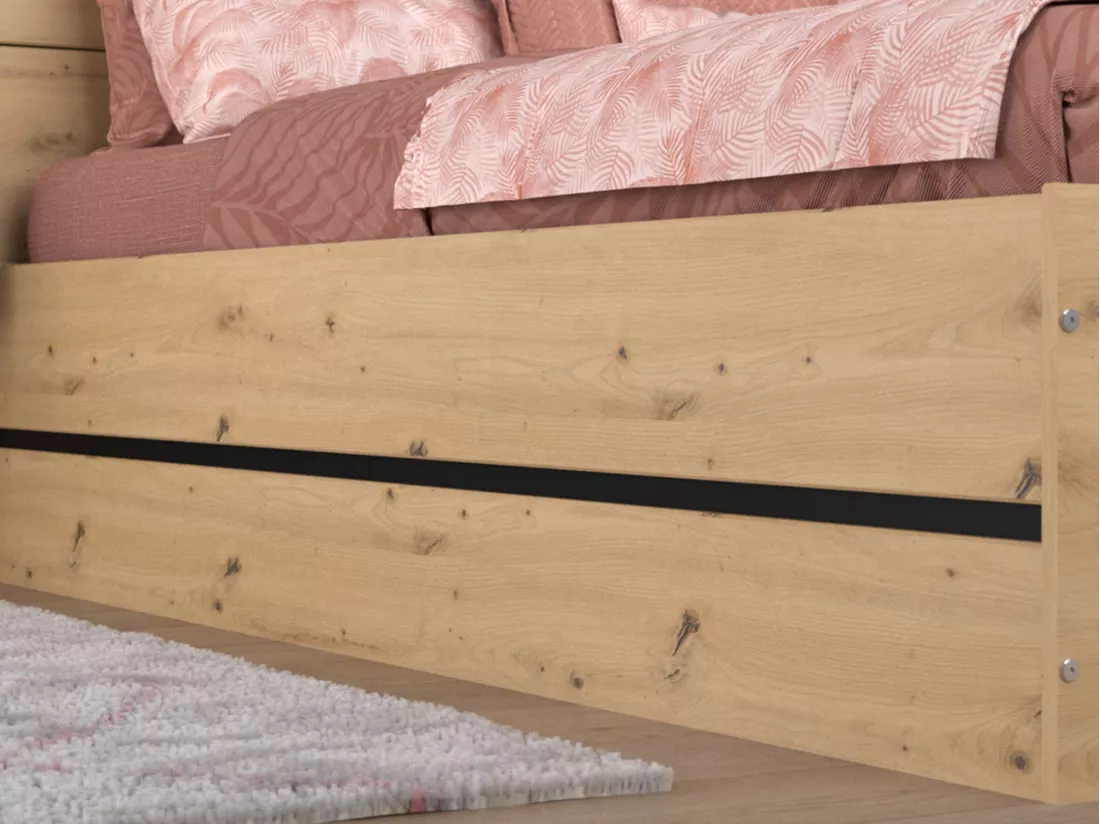 Lit coffre 140 x 190 cm - Coloris : Naturel et noir - LUDARO