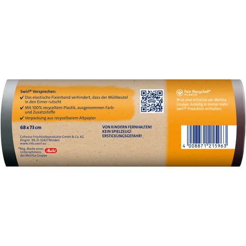 Swirl 60 l Fixierband-Müllbeutel Reißfest & Dicht