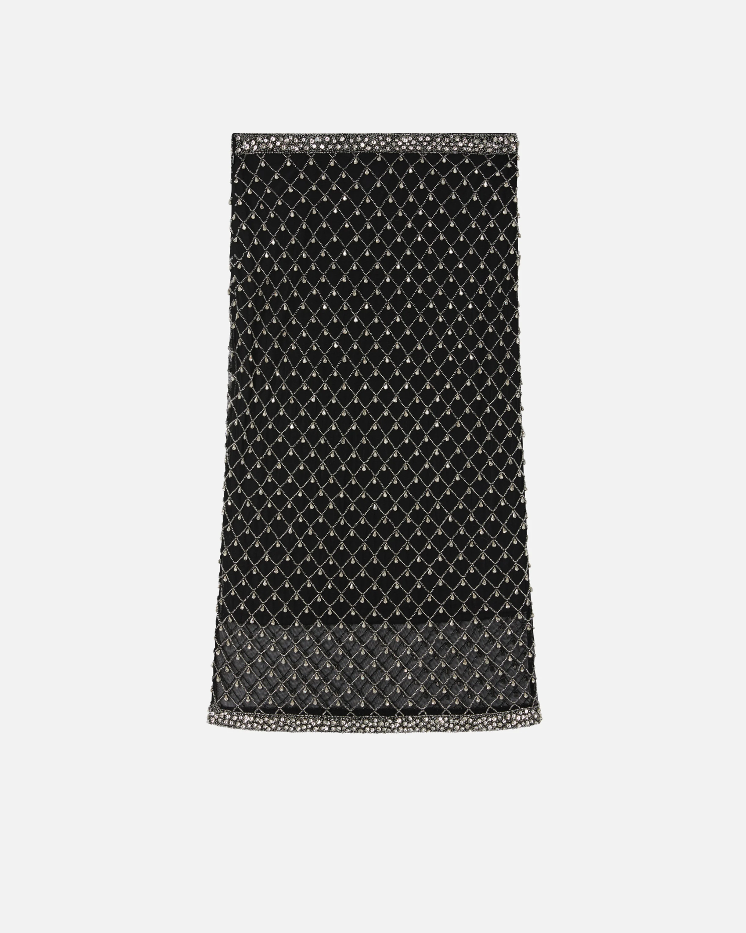 Jupe en tulle avec broderie de cristaux | Transparent