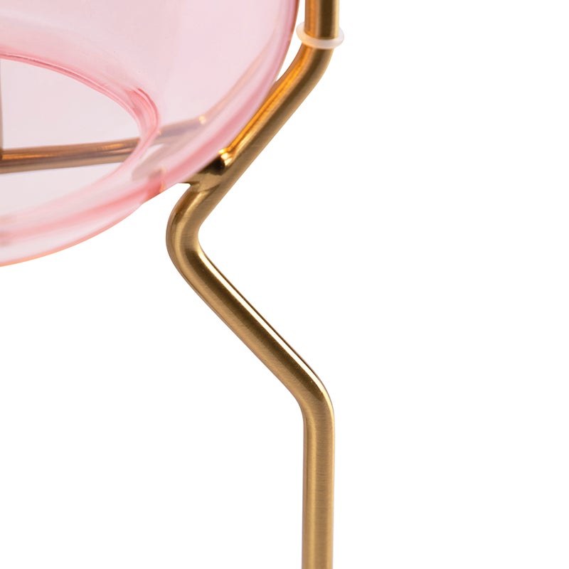 Art Deco tafellamp, messing, roze glas - Bliss