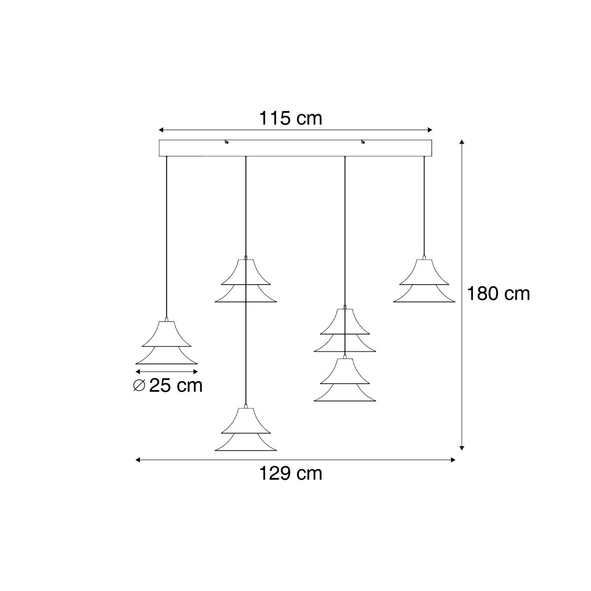 Hanglamp multicolor met ovale plafondplaat incl. LED dimbaar 6-lichts easylift - Witch