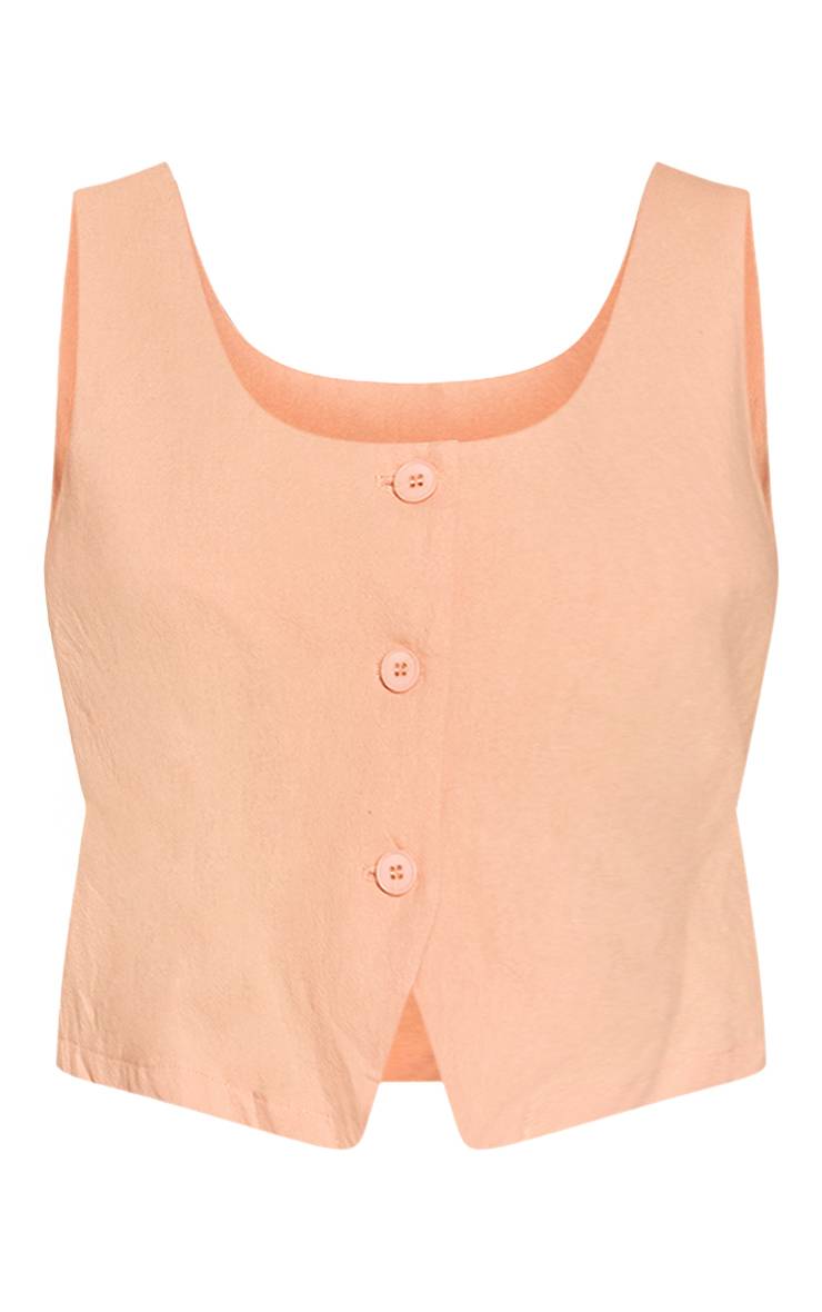 Pêche Ensemble Coordonné Gilet Ajusté Col Arrondi Effet Lin