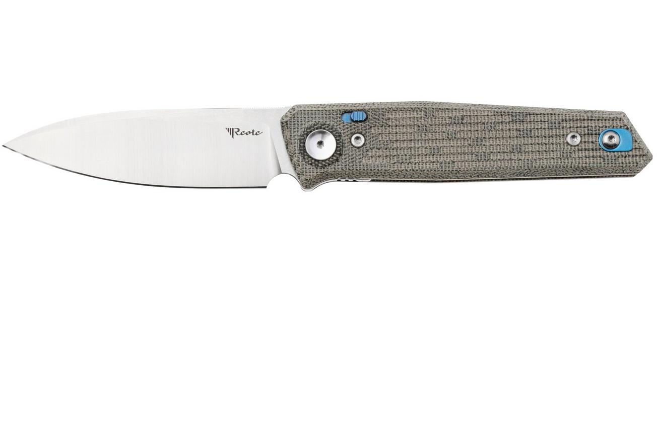 Reate PL-6 Satin Nitro-V, Green Micarta, zakmes