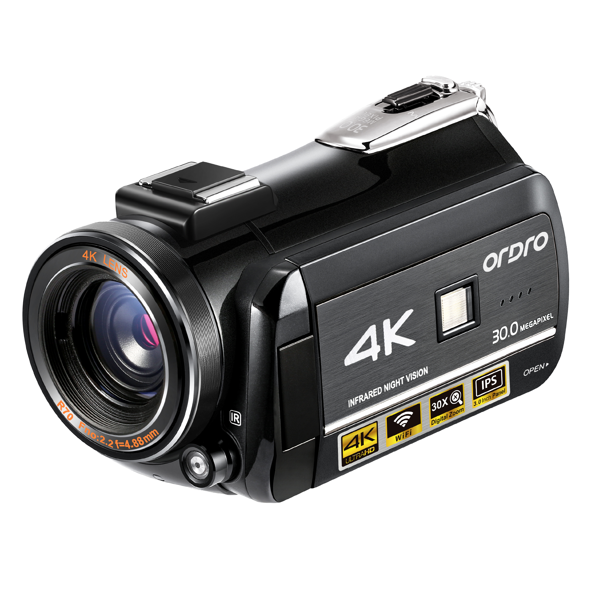 30MP UltraHD 4K Camcorder Videokamera   Mikrofon mit 3