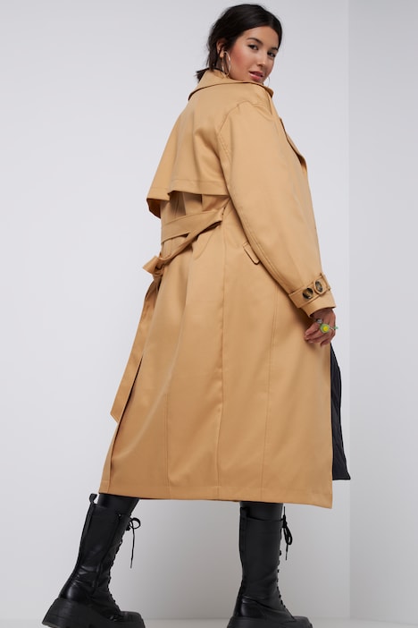 2-in-1 Trenchcoat mit Steppweste, oversized, Reverskragen, Langarm