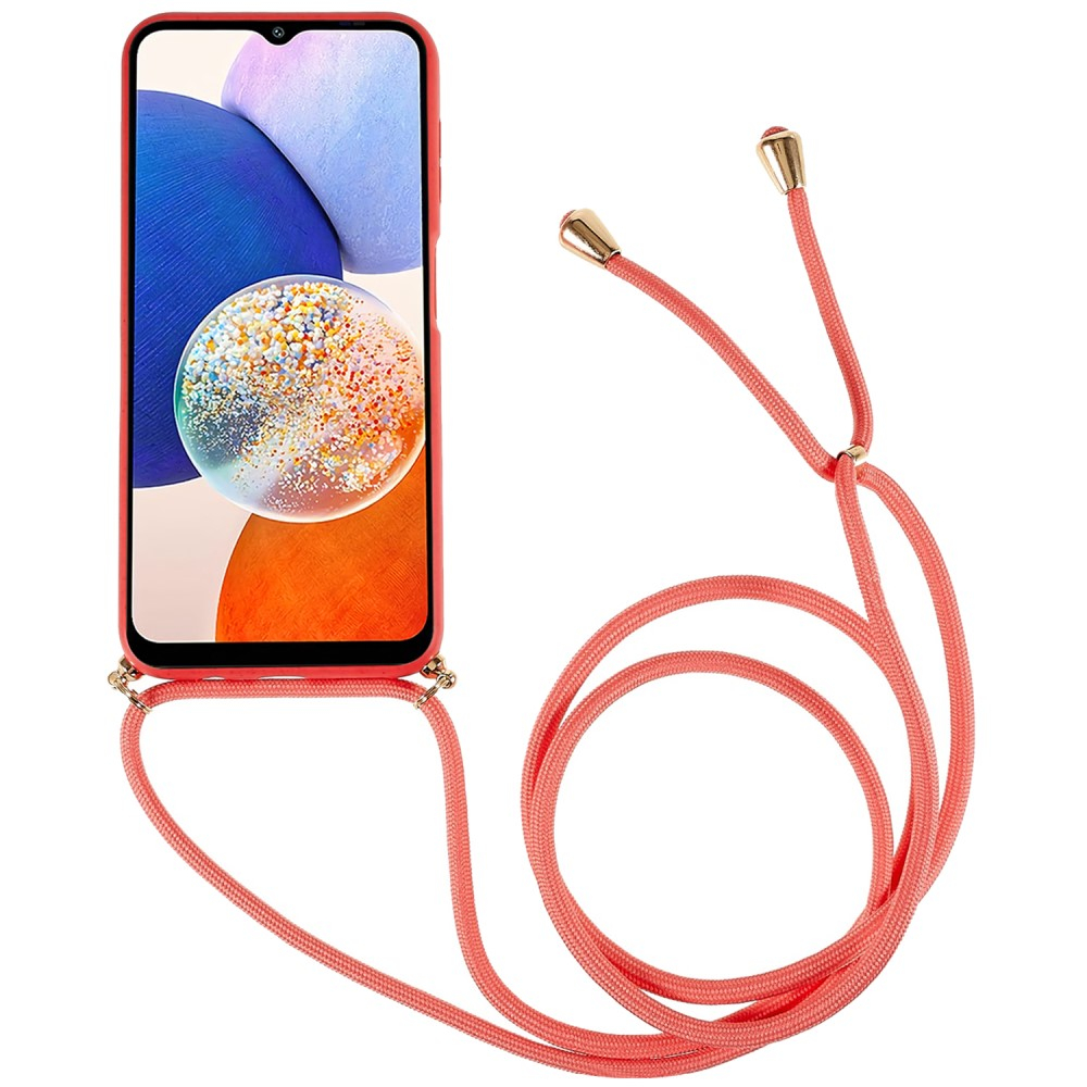 Samsung Galaxy A14 5G / A14 4G Necklace Bio Gummi Case Hülle Eco Friendly Nachhaltig Kompostierbar   Handykette (150cm) - Rot