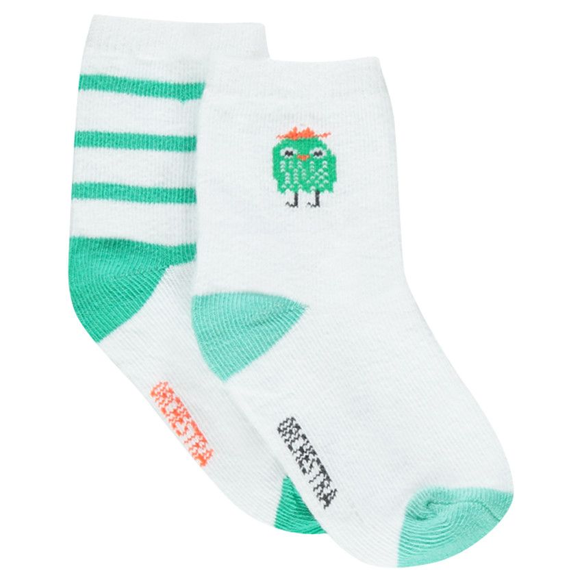 Lot de 2 paires de chaussettes assorties rayées/ à motif - Bleu
