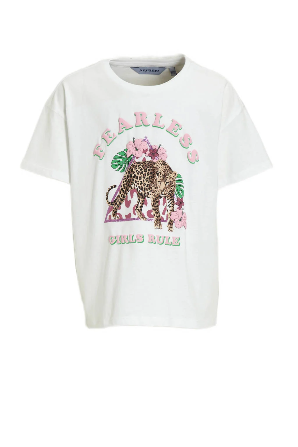 anytime T-shirt met printopdruk wit