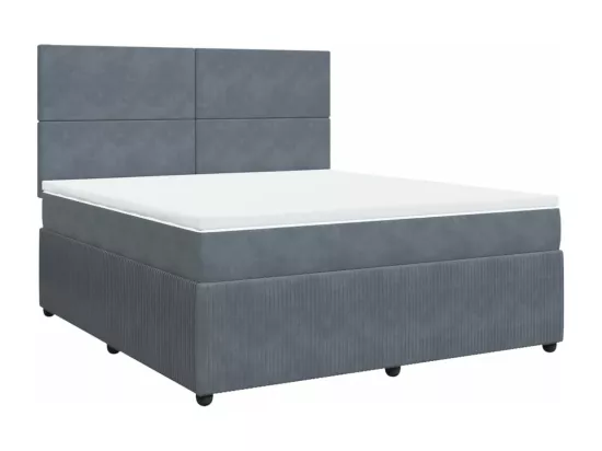 Sommier à lattes de lit et matelas Gris foncé 180x200cm Velours