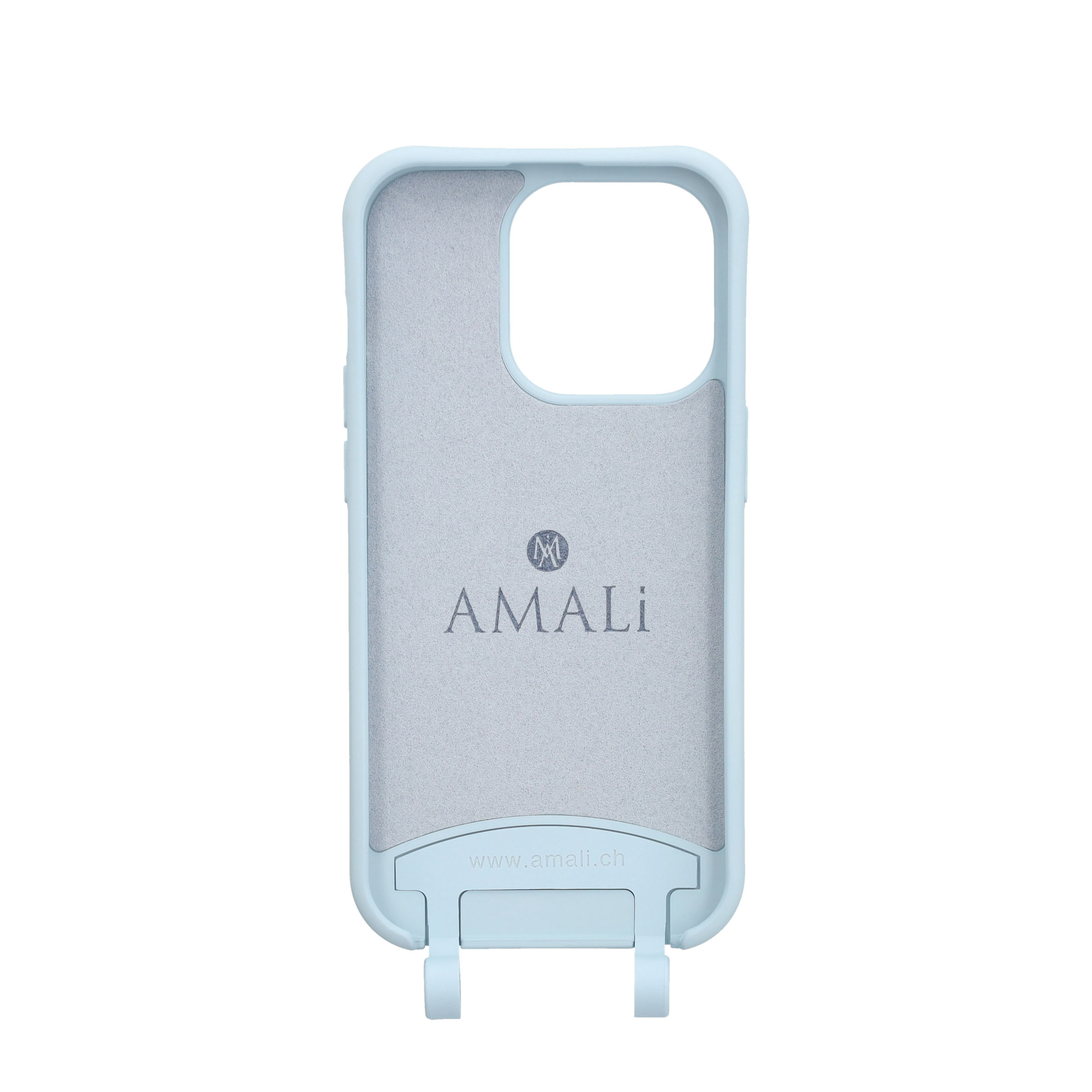 iPhone 14 Pro Handy Hülle Elegantes Case mit abnehmbarem Necklace Adapter - Light Blue / Silver